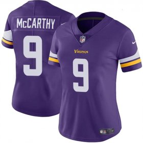 Cheap Women\'s Minnesota Vikings #9 J.J. McCarthy Purple 2024 Draft Vapor Football Stitched Jersey