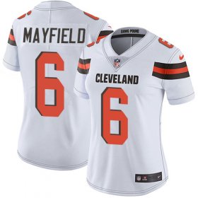 Wholesale Cheap Nike Browns #6 Baker Mayfield White Women\'s Stitched NFL Vapor Untouchable Limited Jersey