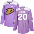 Wholesale Cheap Adidas Ducks #20 Pontus Aberg Purple Authentic Fights Cancer Stitched NHL Jersey