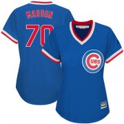 Wholesale Cheap Cubs #70 Joe Maddon Blue Cooperstown Women's Stitched MLB Jersey