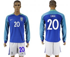 Wholesale Cheap Brazil #20 Lima Away Long Sleeves Soccer Country Jersey