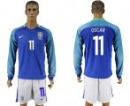 Wholesale Cheap Brazil #11 Oscar Away Long Sleeves Soccer Country Jersey