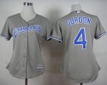 Wholesale Cheap Royals #4 Alex Gordon Grey Road Women's Stitched MLB Jersey