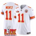 Men's Kansas City Chiefs #11 Carson Wentz White 2025 Super Bowl LIX Patch F.U.S.E. Vapor Limited Stitched Football Jersey