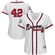 Wholesale Cheap Atlanta Braves #42 Majestic Women's 2019 Jackie Robinson Day Official Cool Base Jersey White