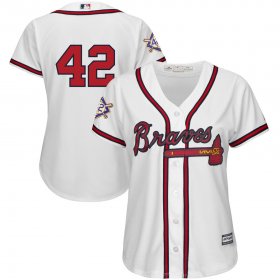 Wholesale Cheap Atlanta Braves #42 Majestic Women\'s 2019 Jackie Robinson Day Official Cool Base Jersey White