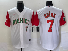 Wholesale Cheap Men\'s Mexico Baseball #7 Julio Urias Number 2023 White Red World Classic Stitched Jersey21