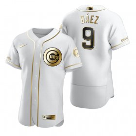 Wholesale Cheap Chicago Cubs #9 Javier Baez White Nike Men\'s Authentic Golden Edition MLB Jersey