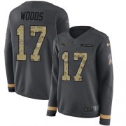 Wholesale Cheap Nike Rams #17 Robert Woods Anthracite Salute to Service Women's Stitched NFL Limited Therma Long Sleeve Jersey