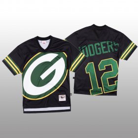 Wholesale Cheap NFL Green Bay Packers #12 Aaron Rodgers Black Men\'s Mitchell & Nell Big Face Fashion Limited NFL Jersey