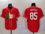 Cheap Men's San Francisco 49ers #85 George Kittle Red With Patch Cool Base Stitched Baseball Jerseys