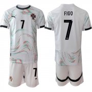 Cheap Men's Portugal Team #7 Luis Figo 2025 White Away Soccer Jersey Suit