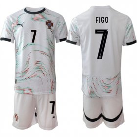 Cheap Men\'s Portugal Team #7 Luis Figo 2025 White Away Soccer Jersey Suit