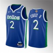 Cheap Men's Dallas Mavericks #2 Dereck Lively II Blue 2024 Finals City Edition Stitched Basketball Jersey