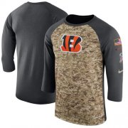 Wholesale Cheap Men's Cincinnati Bengals Nike Camo Anthracite Salute to Service Sideline Legend Performance Three-Quarter Sleeve T-Shirt