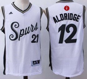 Wholesale Cheap Men\'s San Antonio Spurs #12 LaMarcus Aldridge Revolution 30 Swingman 2015 Christmas Day White Jersey