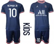 Wholesale Cheap Youth 2021-2022 Club Paris St German home blue 10 Soccer Jersey