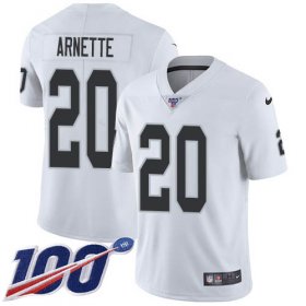 Wholesale Cheap Nike Raiders #20 Damon Arnette White Youth Stitched NFL 100th Season Vapor Untouchable Limited Jersey