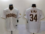 Cheap Men's San Diego Padres #34 Michael King White Cool Base Stitched Baseball Jersey