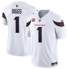 Cheap Men\'s Houston Texans #1 Stefon Diggs White 2024 Vapor F.U.S.E. With 4-Star C Patch Limited Stitched Jersey