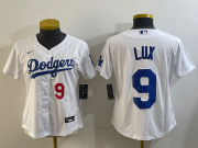 Cheap Women's Los Angeles Dodgers #9 Gavin Lux White Stitched Cool Base Nike Jerseys