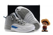 Wholesale Cheap Kids' Air Jordan 12 Shoes Wolf gray/white-blue