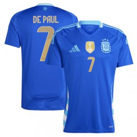 Men\'s Argentina #7 Rodrigo De Paul 2024 Blue Away Soccer Jersey