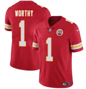 Cheap Men\'s Kansas City Chiefs #1 Xavier Worthy Red 2024 Draft Vapor Untouchable Limited Football Stitched Jersey