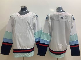 Wholesale Cheap Youth Seattle Kraken Blank Navy White Stitched Adidas NHL Jersey