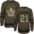 Wholesale Cheap Adidas Maple Leafs #21 Borje Salming Green Salute to Service Stitched NHL Jersey