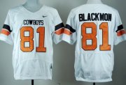 Wholesale Cheap Oklahoma State Cowboys #81 Justin Blackmon White Pro Combat Jersey