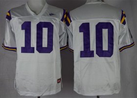 Wholesale Cheap LSU Tigers #10 Anthony Jennings White Jersey