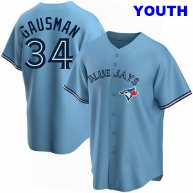 Wholesale YOUTH TORONTO BLUE JAYS 34 #34 KEVIN GAUSMAN BLUE POWDER ALTERNATE JERSEY