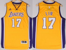 Wholesale Cheap Los Angeles Lakers #17 Jeremy Lin Revolution 30 Swingman 2014 New Yellow Jersey