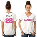 Wholesale Cheap Giants #28 Buster Posey White Mother's Day Cool Base Women's Stitched MLB Jersey