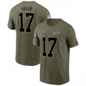 Wholesale Cheap Men\'s Buffalo Bills #17 Josh Allen 2022 Olive Salute to Service T-Shirt