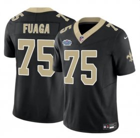 Men\'s New Orleans Saints #75 Taliese Fuaga Black 2024 With Dradt Patch F.U.S.E Vapor Limited Stitched Football Jersey