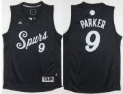 Wholesale Cheap Men's San Antonio Spurs #9 Tony Parker adidas Black 2016 Christmas Day Stitched NBA Swingman Jersey