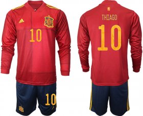 Wholesale Cheap Men 2021 European Cup Spain home Long sleeve 10 soccer jerseys