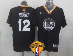 Wholesale Cheap Men\'s Golden State Warriors #12 Andrew Bogut Black Short-Sleeved 2017 The NBA Finals Patch Jersey