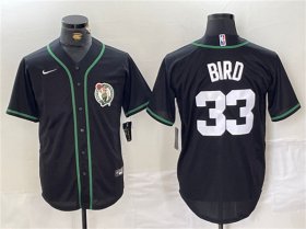 Wholesale Cheap Men\'s Boston Celtics #33 Larry Bird Black With Patch Stitched Baseball Jersey