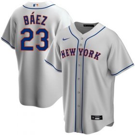 Wholesale Cheap Men\'s New York Mets #23 Javier Baez Gray Replica Nike Jersey