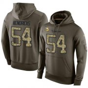 Wholesale Cheap NFL Men's Nike Minnesota Vikings #54 Eric Kendricks Stitched Green Olive Salute To Service KO Performance Hoodie