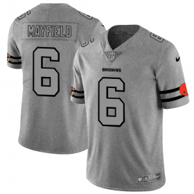 Wholesale Cheap Cleveland Browns #6 Baker Mayfield Men\'s Nike Gray Gridiron II Vapor Untouchable Limited NFL Jersey