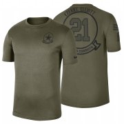 Wholesale Cheap Dallas Cowboys #21 Ezekiel Elliott Olive 2019 Salute To Service Sideline NFL T-Shirt