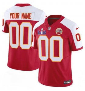 Cheap Men\'s Kansas City Chiefs Active Player Custom Red White 2024 F.U.S.E. Super Bowl LVIII Patch Vapor Untouchable Limited Football Stitched Jersey