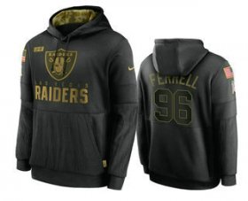 Wholesale Cheap Men\'s Las Vegas Raiders #96 Clelin Ferrell Black 2020 Salute To Service Sideline Performance Pullover Hoodie