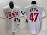 Cheap Men's Minnesota Twins #47 Edouard Julien White Cool Base Stitched Jersey