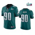 Wholesale Cheap Men's Philadelphia Eagles #90 Jordan Davis Green Super Bowl LVII Patch Vapor Untouchable Limited Stitched Jersey