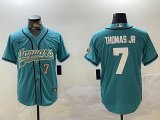 Cheap Men's Jacksonville Jaguars #7 Brian Thomas Jr Teal With Patch Cool Base Stitched Baseball Jerseys